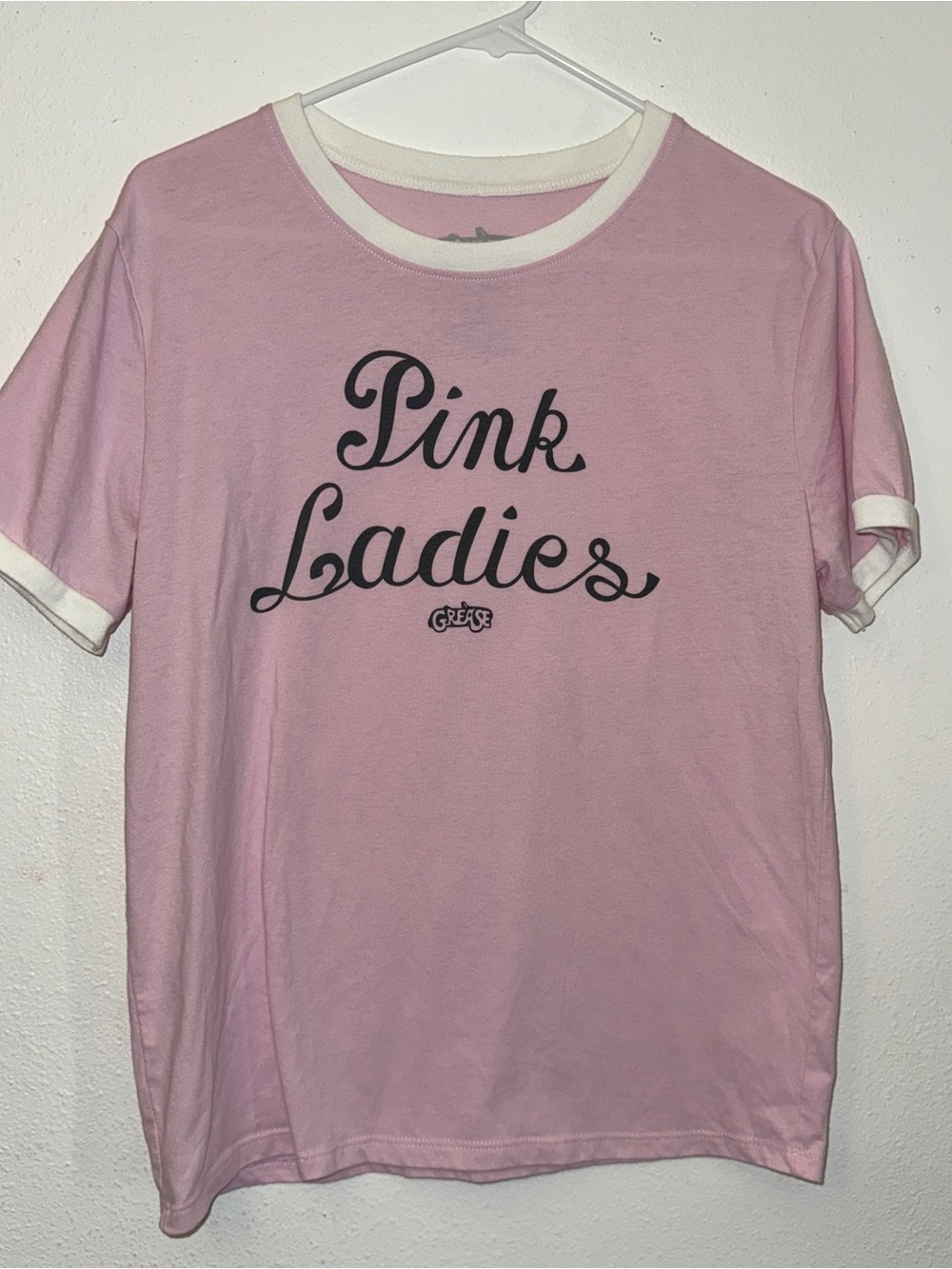 Pink Ladies Ringer Tee by Grease - Pink Movie T shirt M
